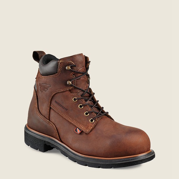 Red Wing Mens Safety Boots - Dynaforce® - 6-inch Waterproof Toe - Brown - WLK732905